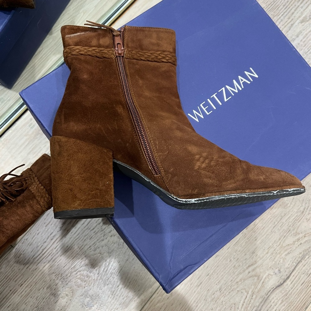 Stuart Weizman Brown Suede Bootie In Size 7 - image 3